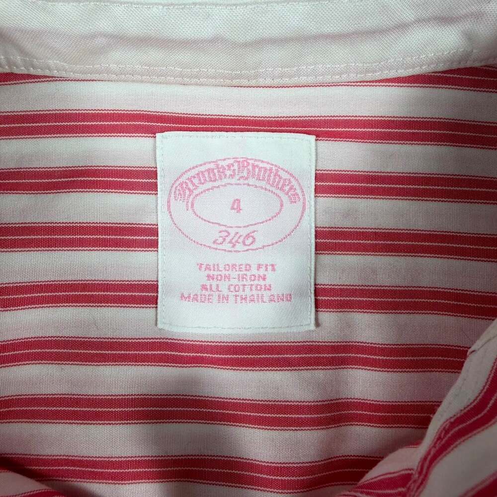 Brooks Brothers 346 Tailored Fit Non-Iron Red and White Striped Long Sleeve Butt - Picture 2 of 5